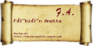 Fábián Anetta névjegykártya